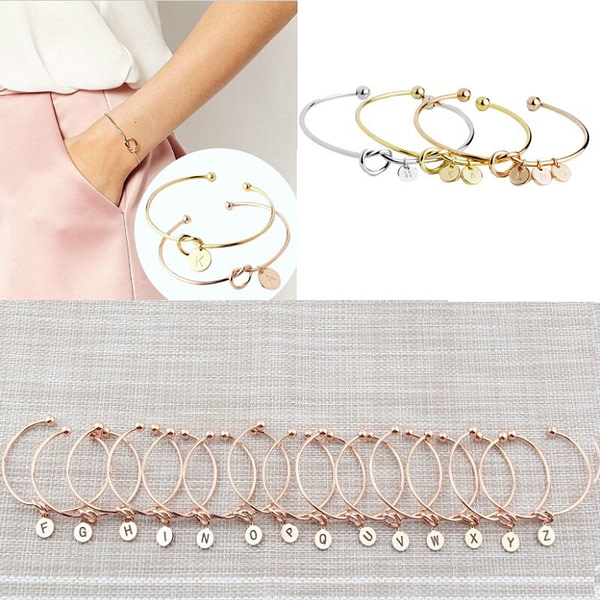 Bracelet Jonc with engraved knot initial 6