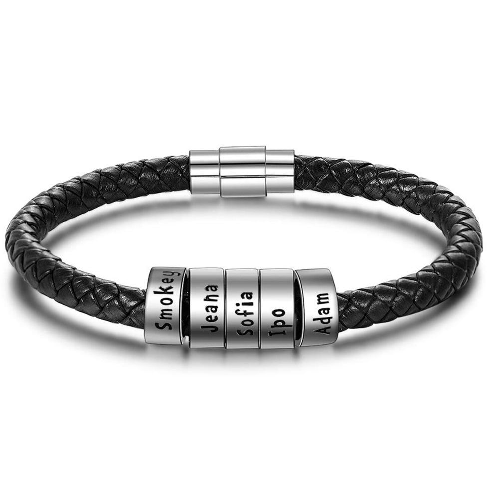 Custom leather bracelet with multiple names ZYMALA